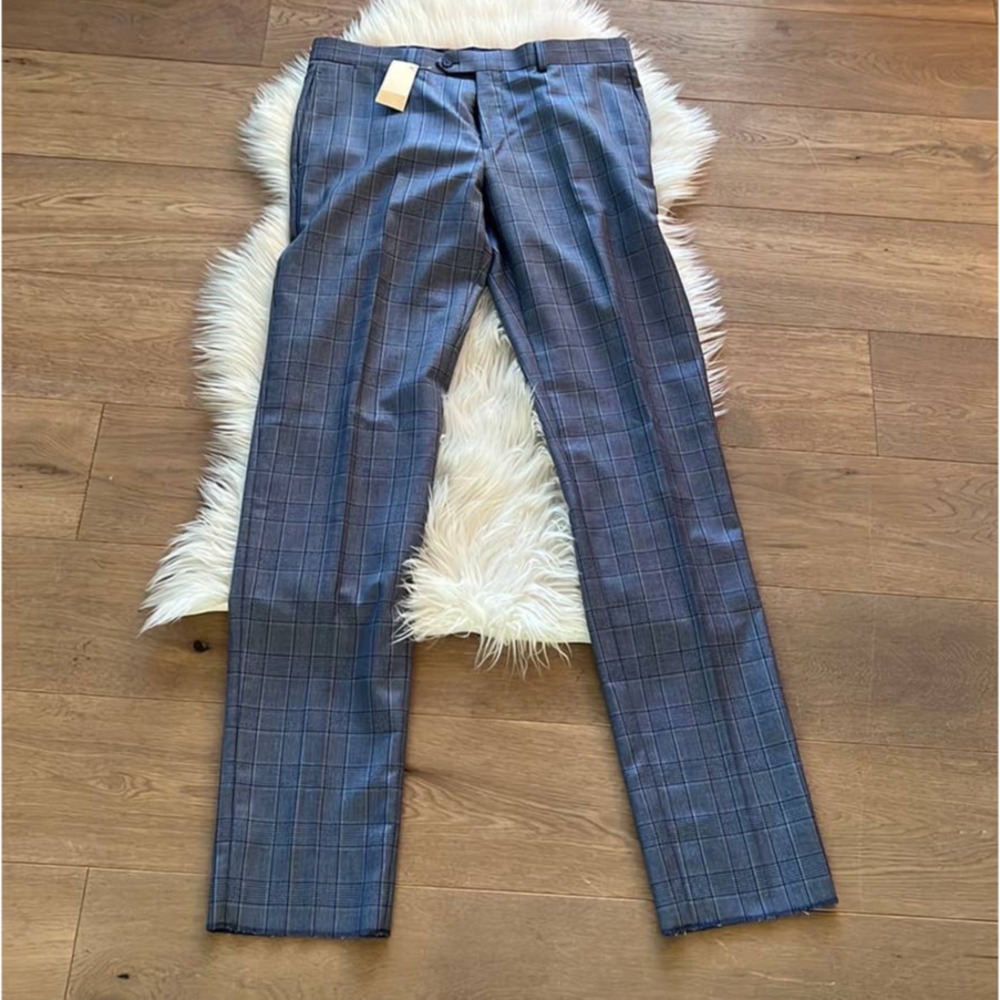 NWT English Laundry Dress Pants Blue Plaid Size 33W